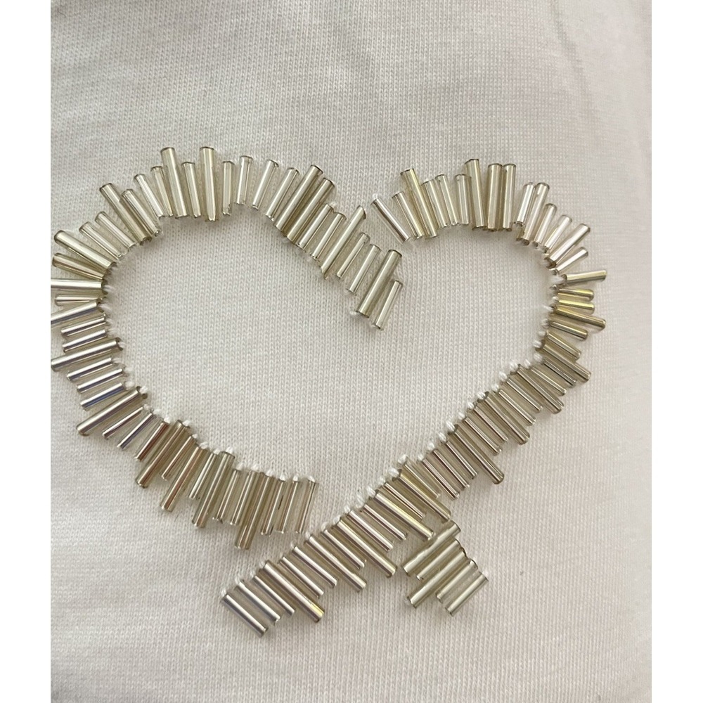 Bailey 44 Heart Rhinestone White Short Sleeve Tee Shirt Top Small Casual Party - Picture 3 of 3